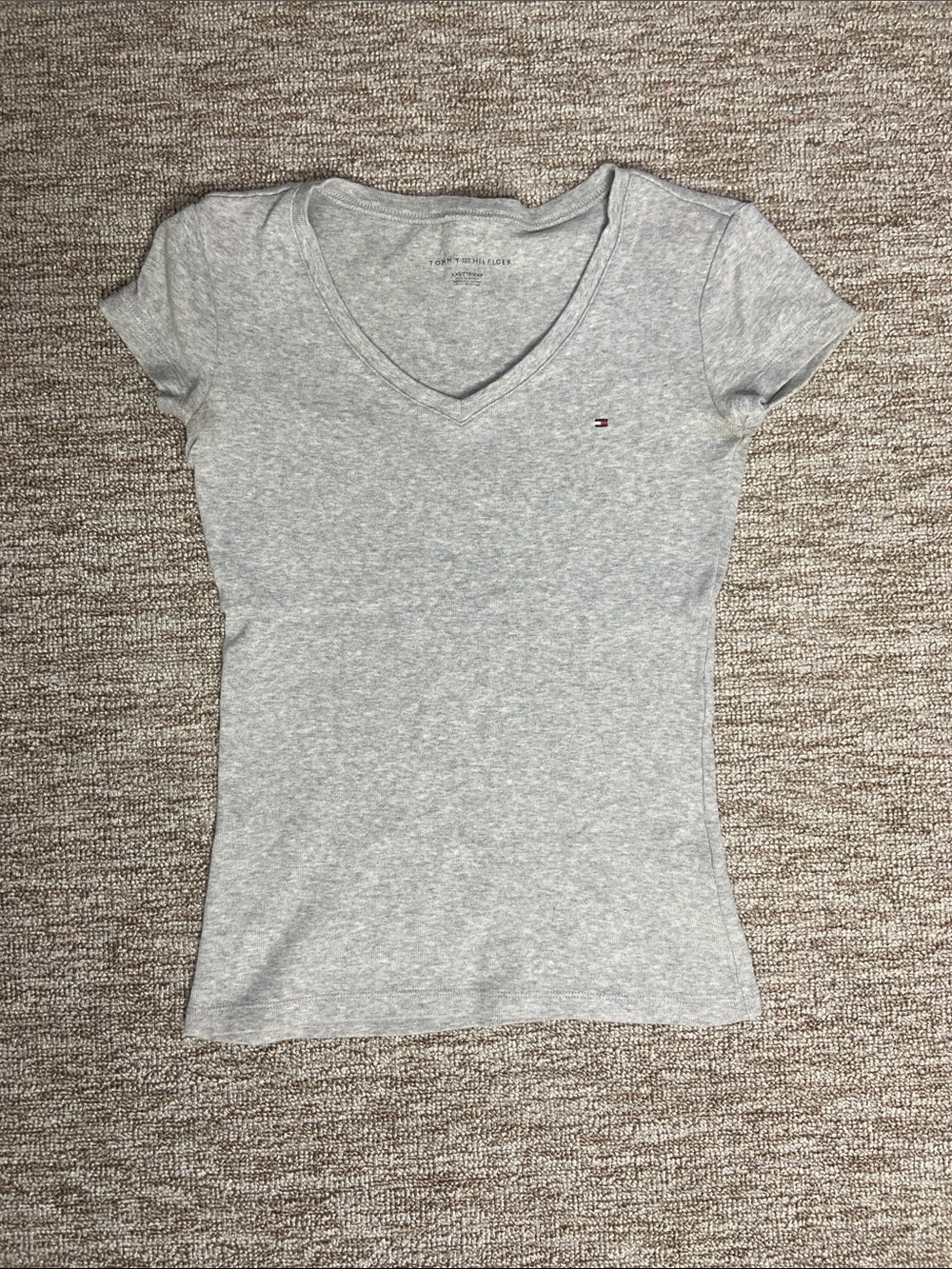 Tommy Hilfiger Light Gray V-Neck Short Sleeve Tee